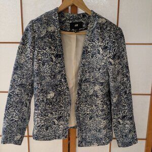 H&M Women's blazer, blue and white, size 12